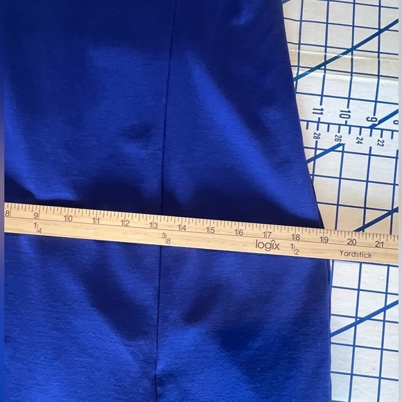 TALBOTS SZ 4 SHEATH DRESS BLUE BACK ZIP FRONT KICK PLEAT CAREER PARTY WEAR - Picture 7 of 8